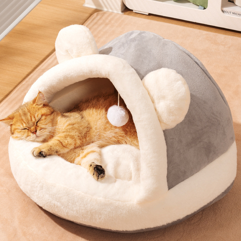 冬季保暖半封闭猫窝睡床猫咪睡袋