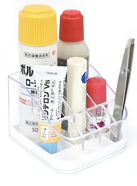 日本进口YAMADA家用药膏分格收纳盒桌面口红置物盒管状软膏整理盒