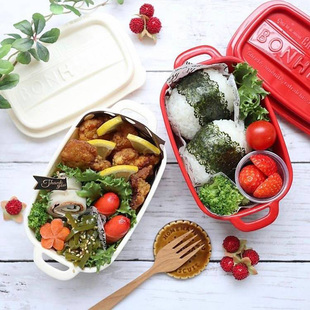 日本进口YAMADA食物收纳盒塑料冰箱保鲜盒便携辅食便当饭盒可爱