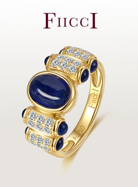 18K黄金戒指复古素面蓝宝石钻戒