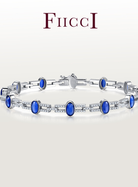 天然蓝宝石钻石手链复古artdeco