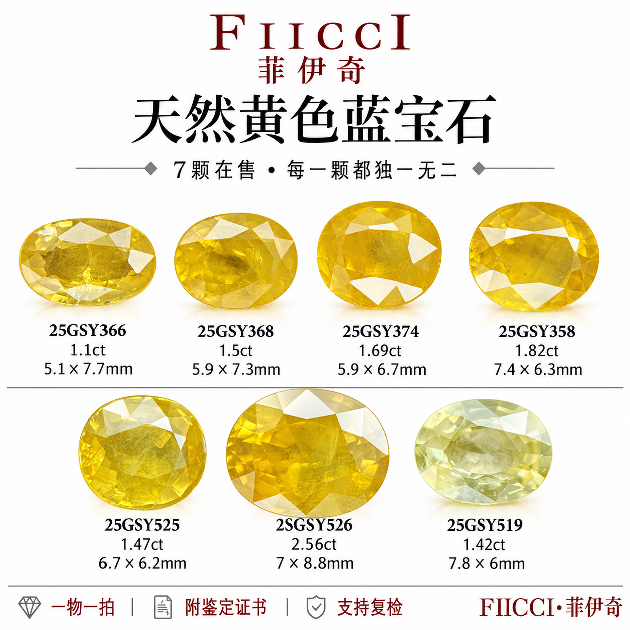 FIICCI柠檬黄蓝宝石裸石