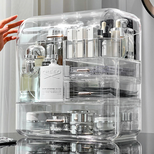 透明化妆品收纳盒梳妆台亚克力护肤品置物架桌面防尘大容量储物箱