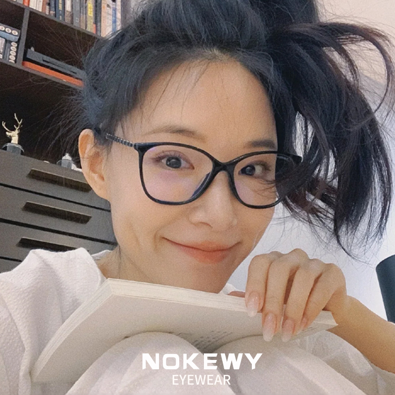 优雅知性轻盈黑框眼镜女编织链条镜腿素颜平光防蓝光近视度数眼镜
