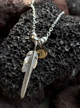 思涵银工坊Larry Smith925纯银风切羽鱼钩链男女款日潮余文乐项链