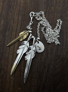 思涵银工坊Larry Smith925纯银风切羽余文乐同款鱼钩项链小众日潮