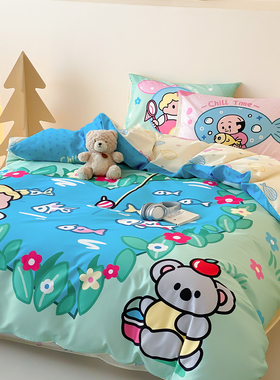 富山商店 x 氧气实验室 伯伯钓鱼可爱插画全棉床上四件套