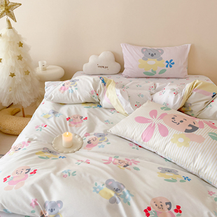 富山商店 x 氧气实验室 可爱考拉碎花100%棉床上四件套宿舍可用