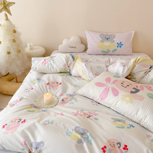 考拉清新碎花四件套100%棉可爱