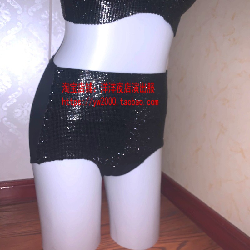 定做夜店酒吧女歌手DJ演出服现代领舞服修身亮钻短裤红色高腰裤