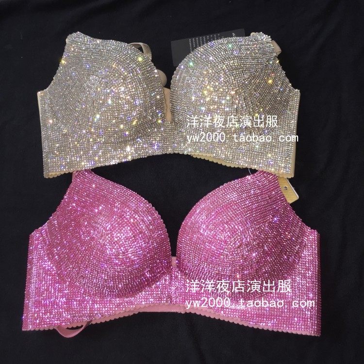 新款酒吧歌手dj演出服ds女作秀主题派对大气满钻文胸粉色兰色金色