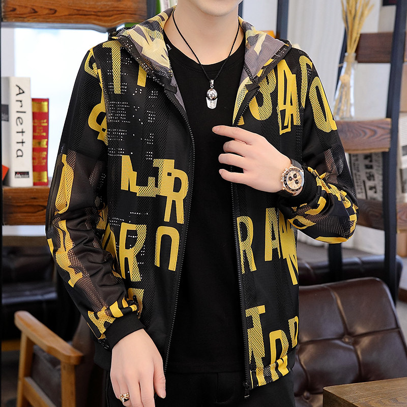 男士外套春秋2021新款青年夹克男薄衣服夏季连帽防嗮服潮男装上衣