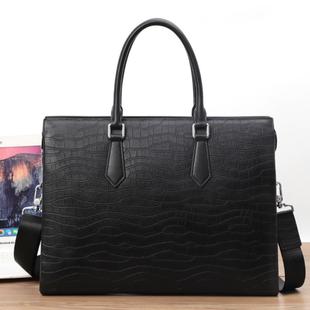 普洛克正品 真皮男士手提包头层牛皮高品质男包商务出差包电脑包