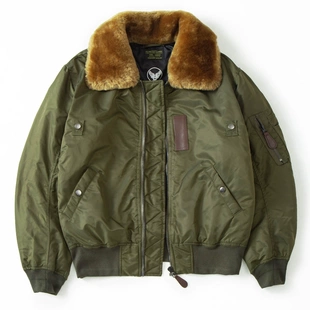 普洛克正品 阿美咔叽B15飞行夹克棉服工装棉衣男加厚冬季毛领外套