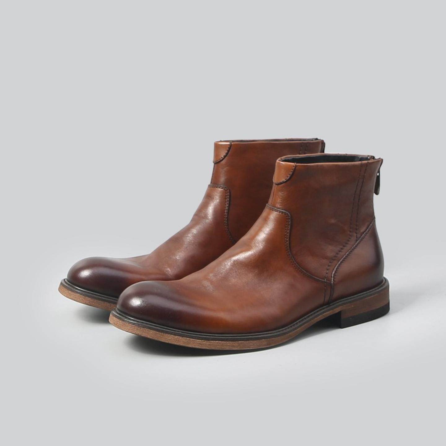 普洛克正品 尔西靴男冬真皮靴子后拉链圆头高帮鞋时尚休闲马丁靴,流行男鞋,马丁靴,淘宝优惠券,粉丝福利购,淘宝优惠卷