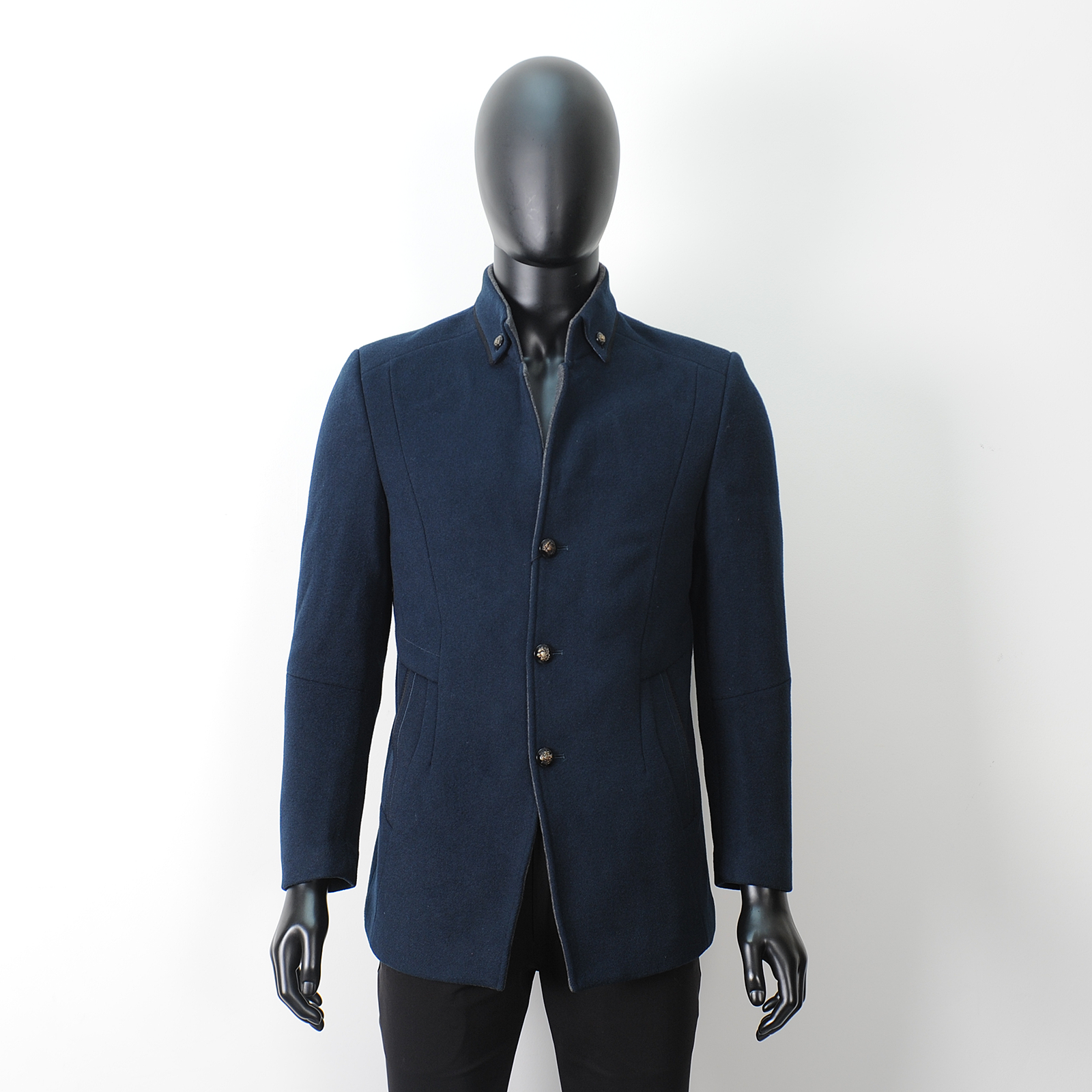 普洛克正品 方仕羊毛男夹克翻领羊毛呢工装秋冬加厚棉服大衣外套