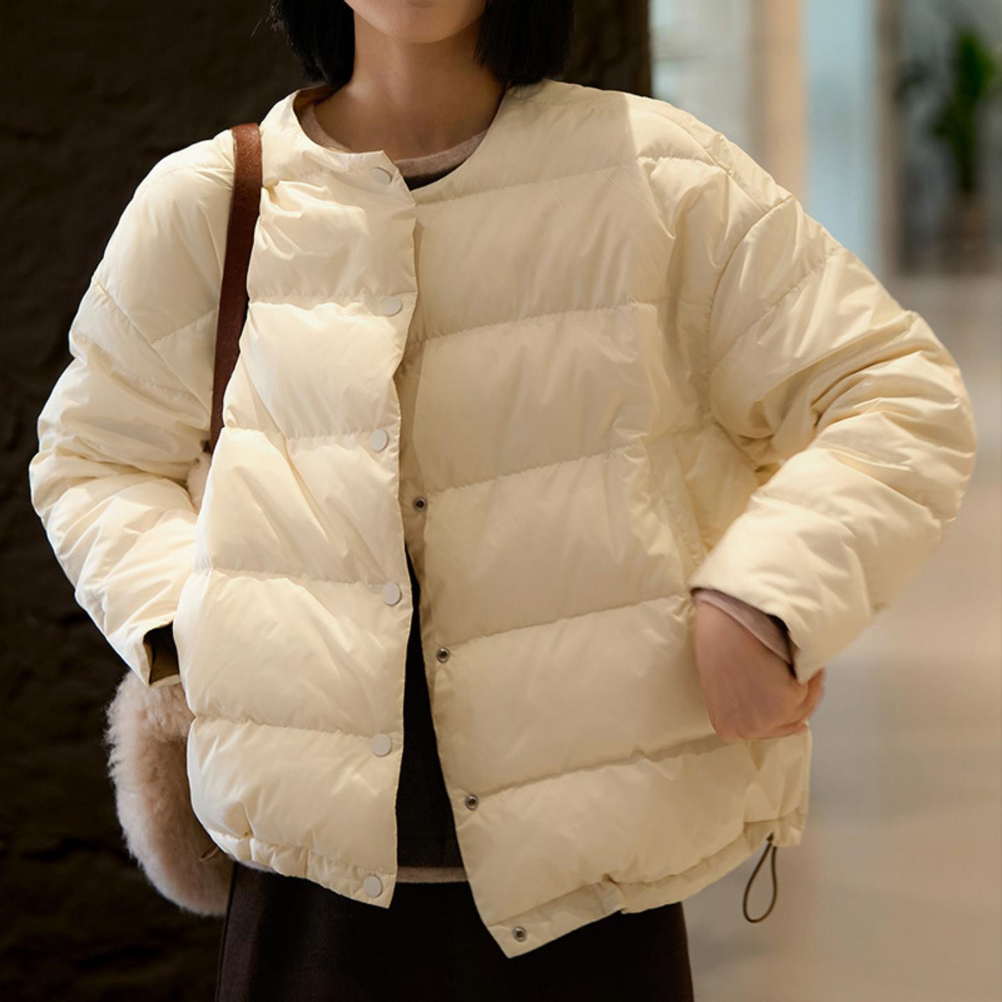 普洛克正品 轻暖白鹅绒服短款通勤羽绒服女装冬季新款穿搭外套