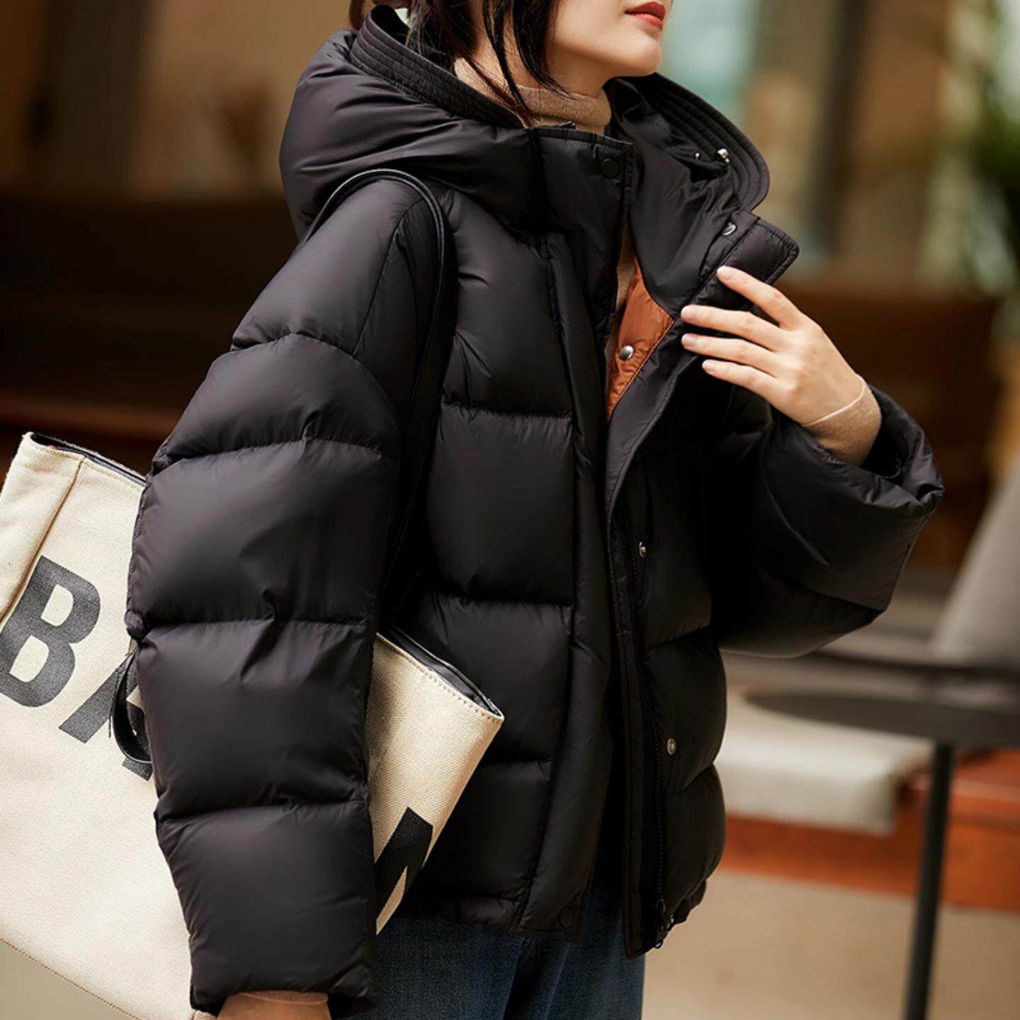 普洛克正品 95白鹅绒女装连帽短款加厚高端羽绒服外套女款厚款冬