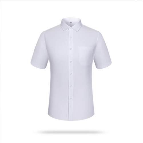 普洛克正品 棉短袖衬衫男士上衣商务休闲职业工装白衬衣刺绣logo