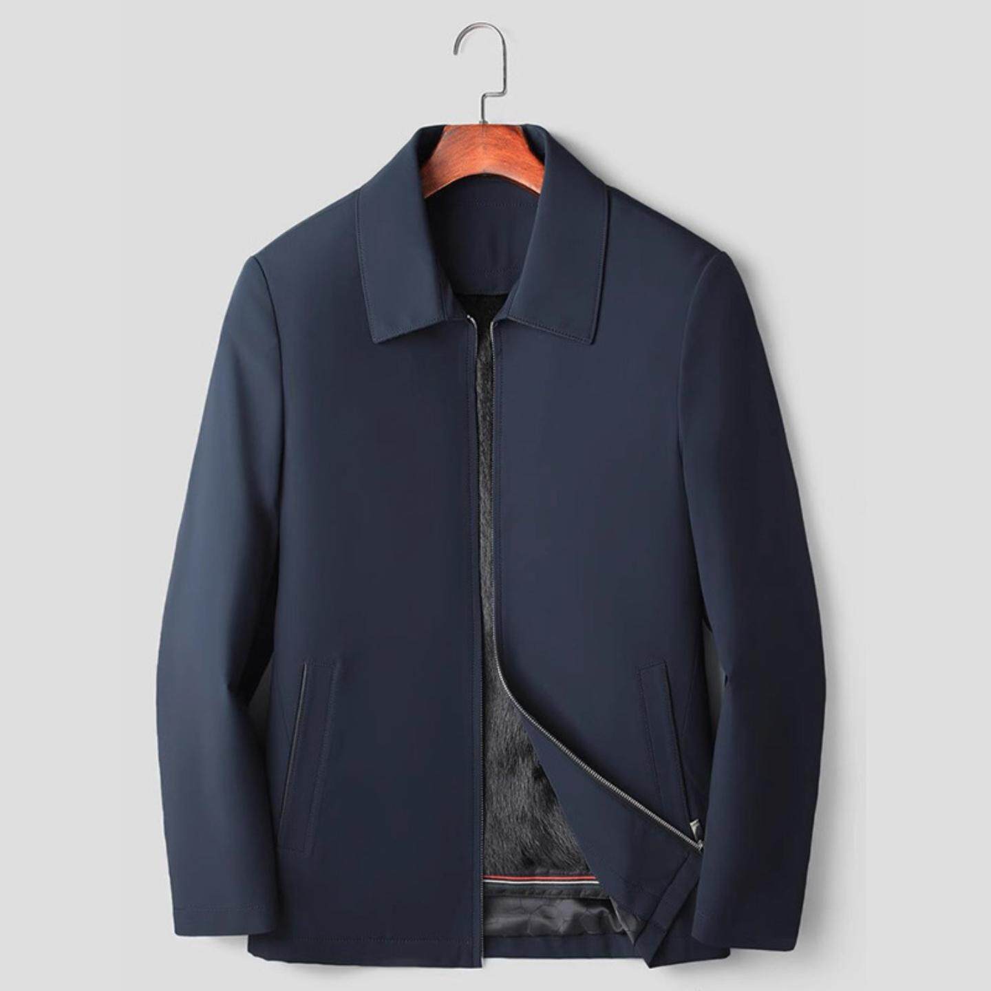 普洛克正品 士水貂内胆皮毛一体短款翻领尼克服皮草貂皮大衣外套