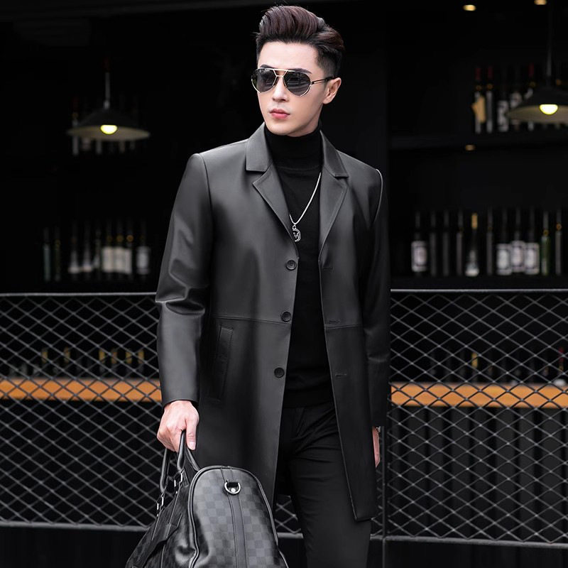 普洛克正品男装 真皮衣羽绒服绵羊皮夹克短款修身休闲立领外套潮