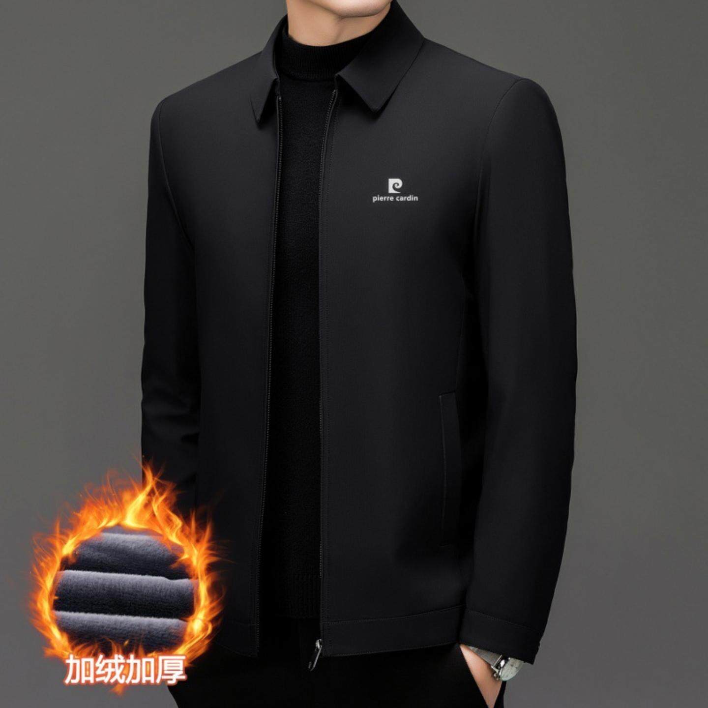 普洛克正品 商务休闲冬男士新款加绒加厚夹克中青年保暖爸爸外套