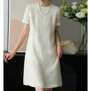 普洛克正品 桑蚕丝裙高级感新中式旗袍桑蚕丝裙子夏天白色夏女装