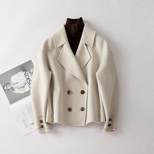 普洛克正品双面山羊绒大衣女加长款韩版时尚羊毛呢外套加厚秋冬