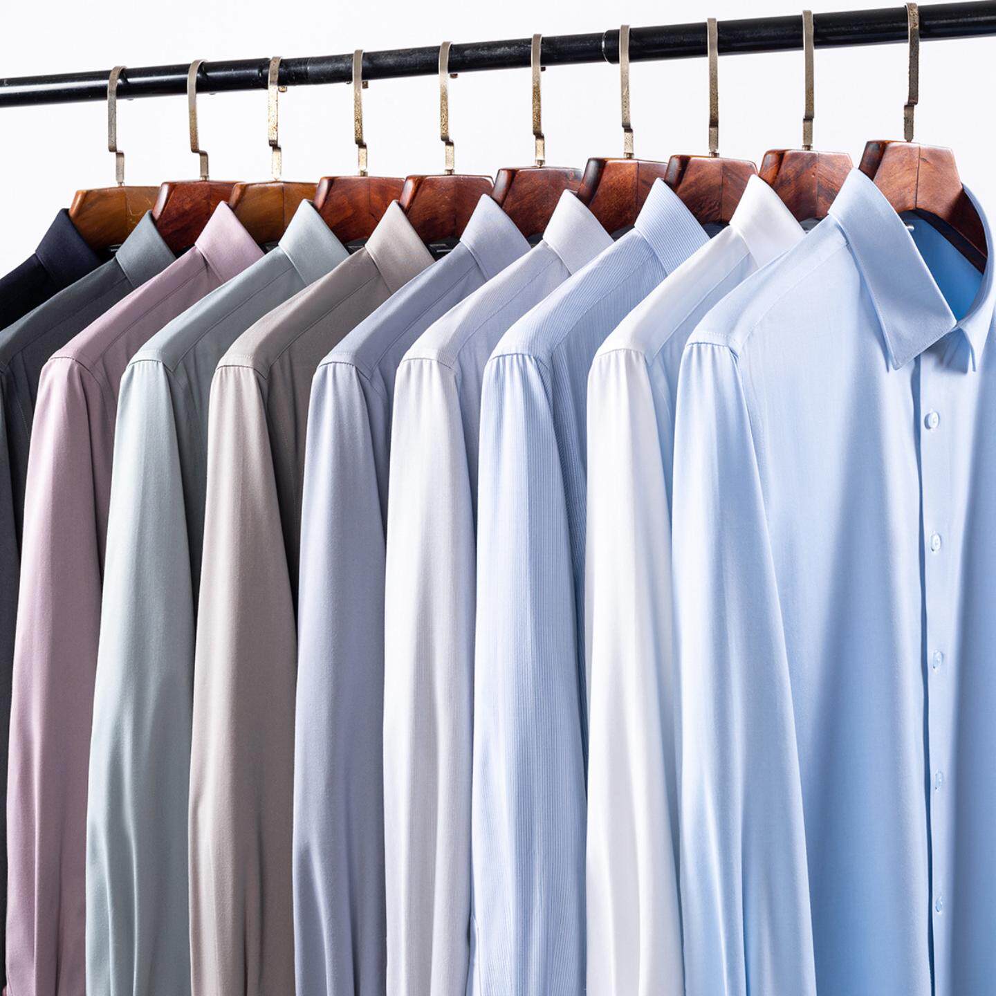 普洛克正品 衬衫男长袖商务休闲男装轻奢高级感免烫男士白色衬衣