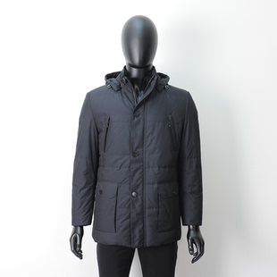 普洛克正品 男獭兔皮毛一体羽绒尼克服可脱帽休闲户外套 清仓现货