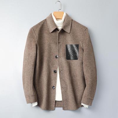 普洛克正品 双面呢大衣男短款秋冬纯羊毛加厚保暖毛呢夹克冬外套