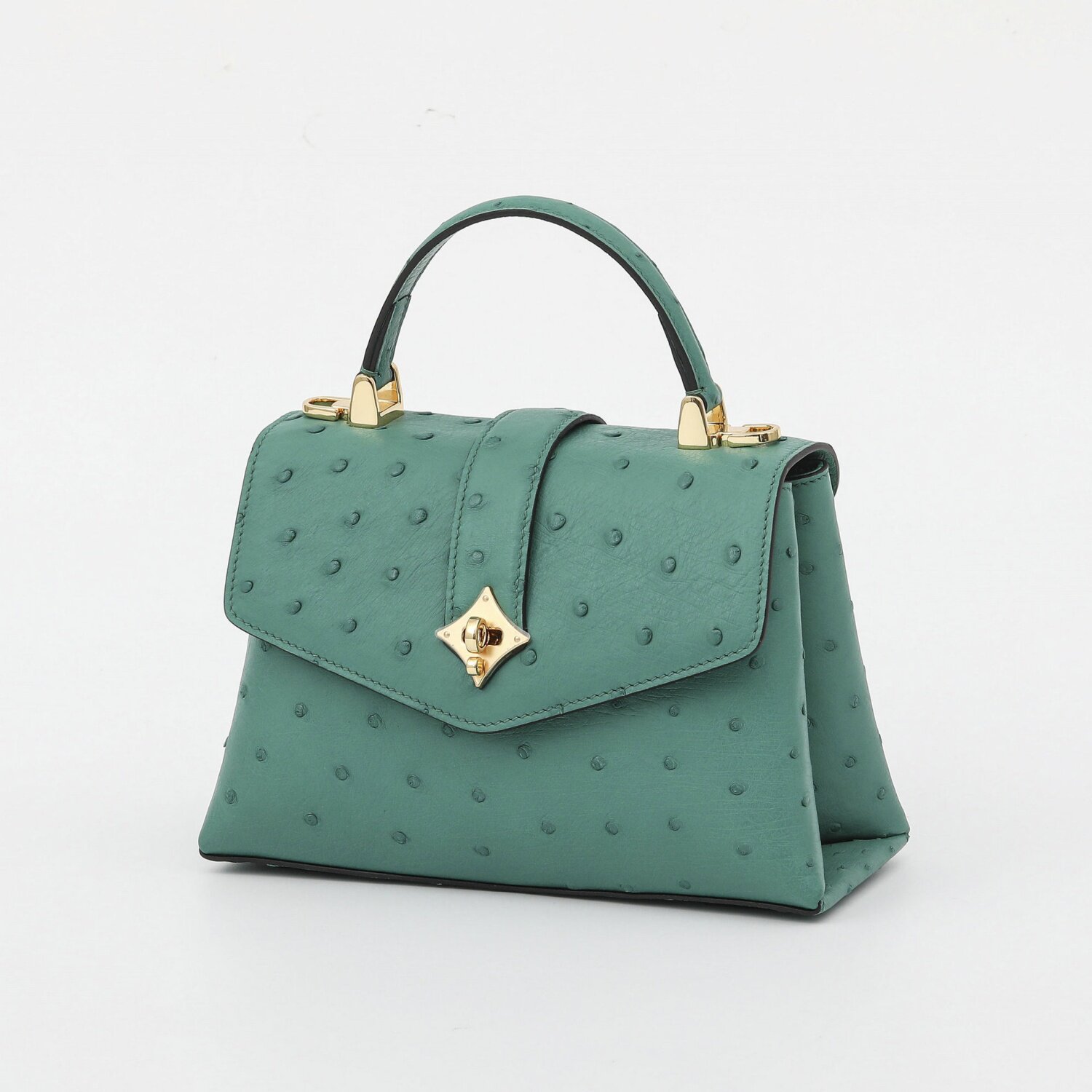 普洛克正品女包 鸵鸟皮时尚潮流带锁手提包高级感真皮单肩斜挎包