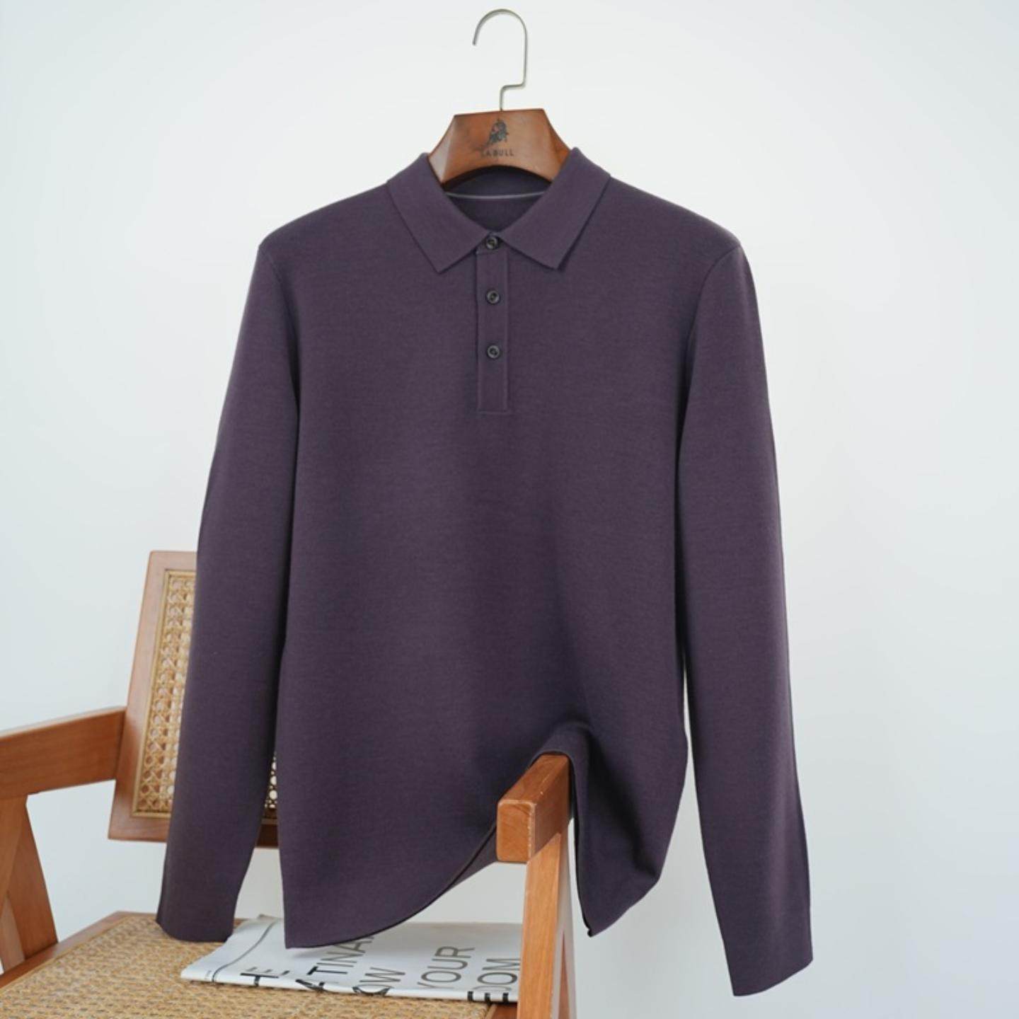 普洛克正品 纺可机洗羊毛衫男短袖翻领恤细腻针织半袖polo衫男士