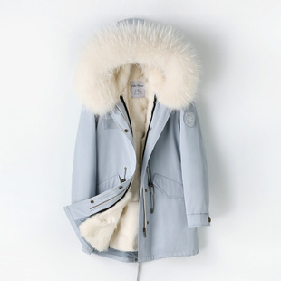 普洛克正品 新款流行新款进口芬兰狐狸毛皮草外套女年轻款大毛领