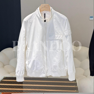 普洛克正品 户外休闲立领插肩袖飞行夹克外套男宽松白色上衣风衣