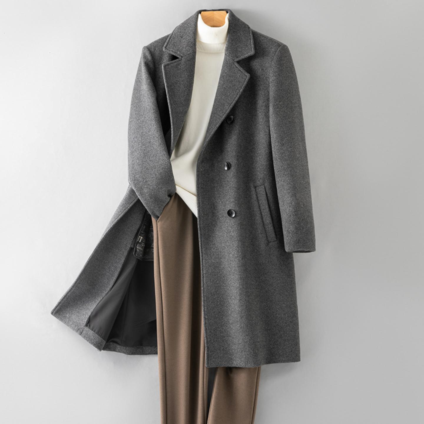 普洛克正品 冬保暖羊毛大衣男脱卸羽绒内胆毛呢大衣垫肩羊绒风衣