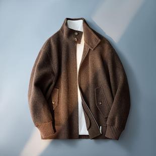 普洛克正品 双面呢毛呢大衣短款立领螺纹休闲羊毛夹克高级感外套