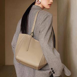 普洛克正品 冬新款爆款头层牛皮托特包真皮几何包可变形单肩大包