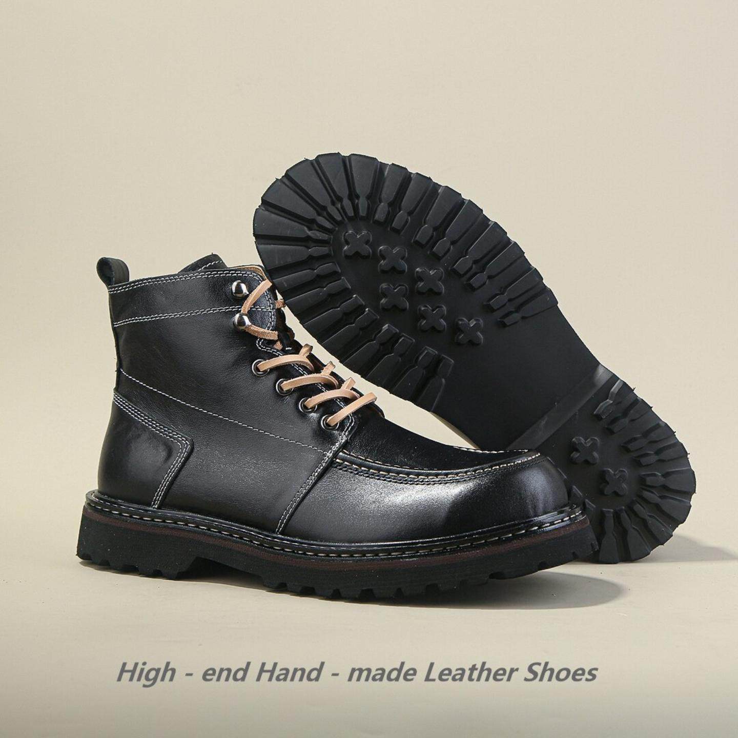 普洛克正品 马丁靴男秋冬真皮复古休闲中帮短靴牛皮皮鞋875工装靴