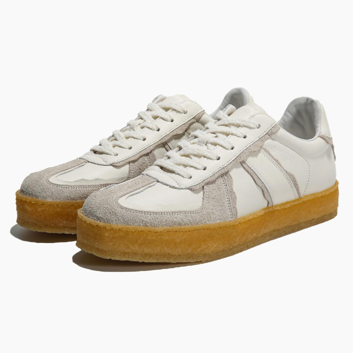 普洛克正品 季男鞋潮鞋复古德训鞋男款真皮百搭拼接潮流休闲板鞋