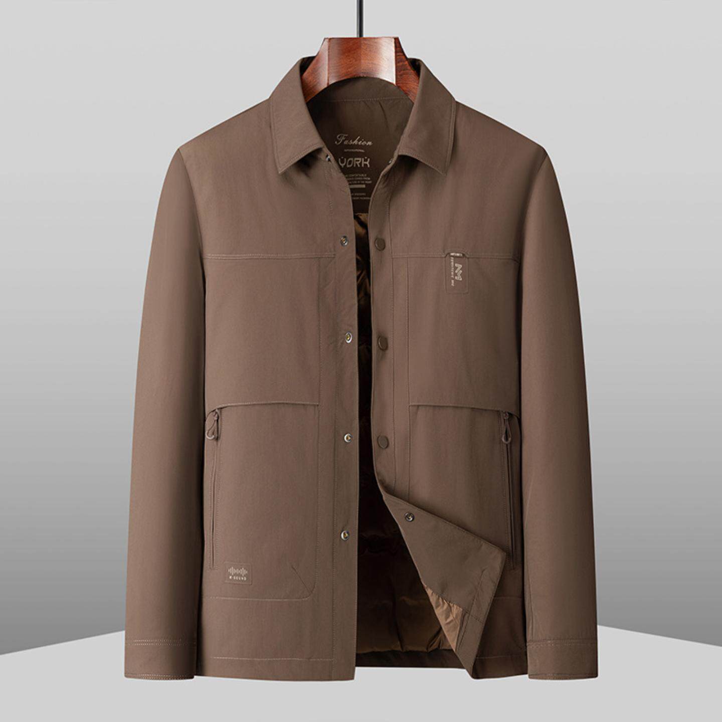 普洛克正品 秋冬加厚轻奢羊毛内胆棉衣商务休闲棉服外套男潮夹克