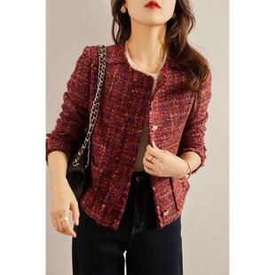 普洛克正品 风粗花呢格子羽绒服女款高端女装中长款冬季鹅绒服