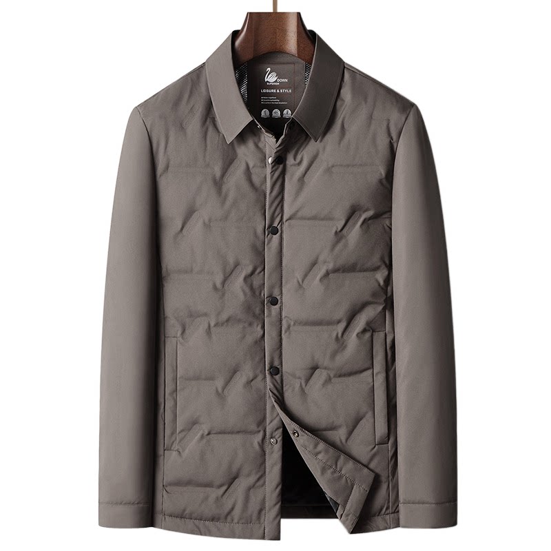 普洛克正品 90白鸭绒男羽绒服秋冬保暖中青年轻薄衬衣版夹克外套