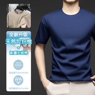 普洛克正品男装 夏短袖t恤天然竹纤维长绒棉圆领休闲透气半袖上衣