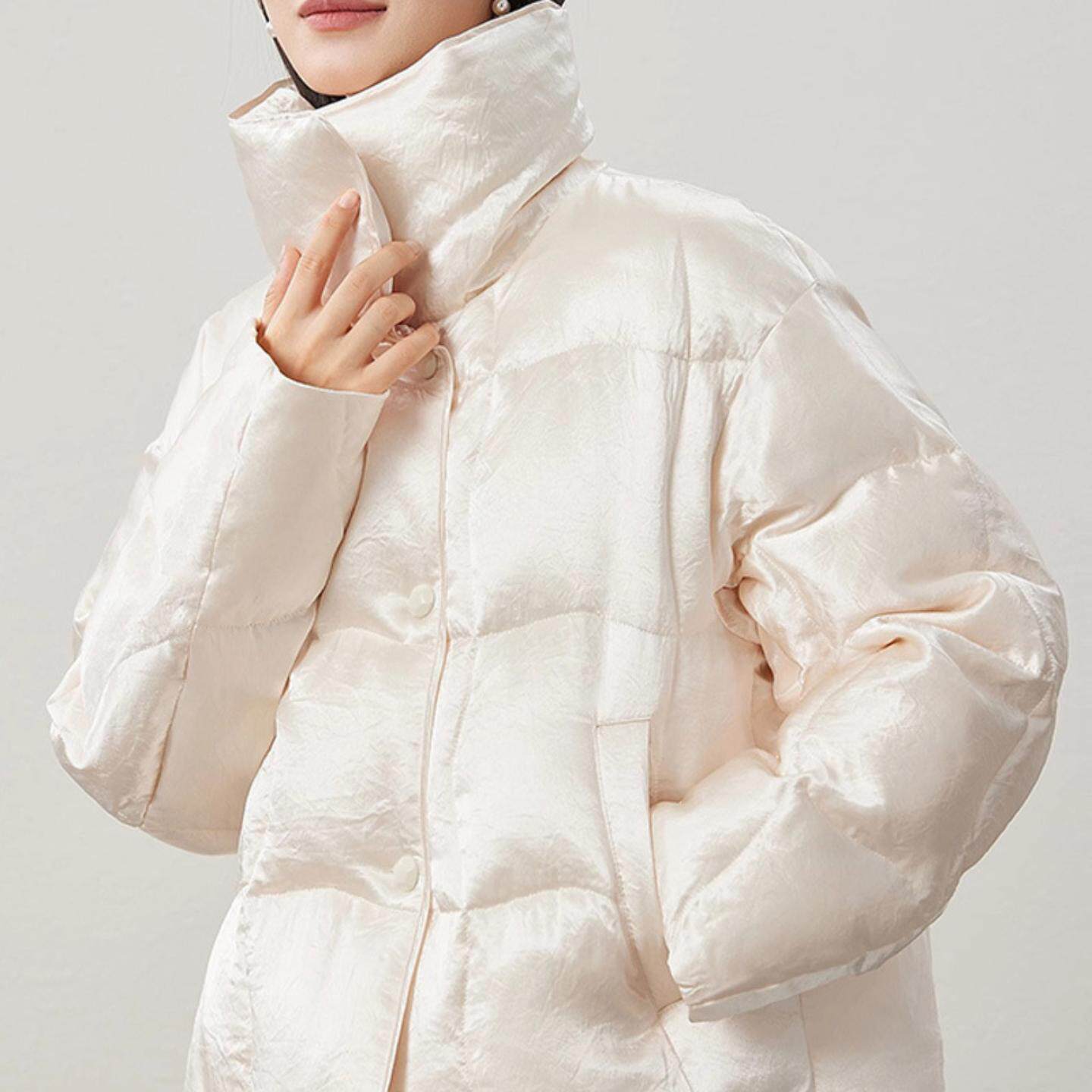 普洛克正品 酸高端鹅绒服90白鹅绒立领短款羽绒服女装冬季新款