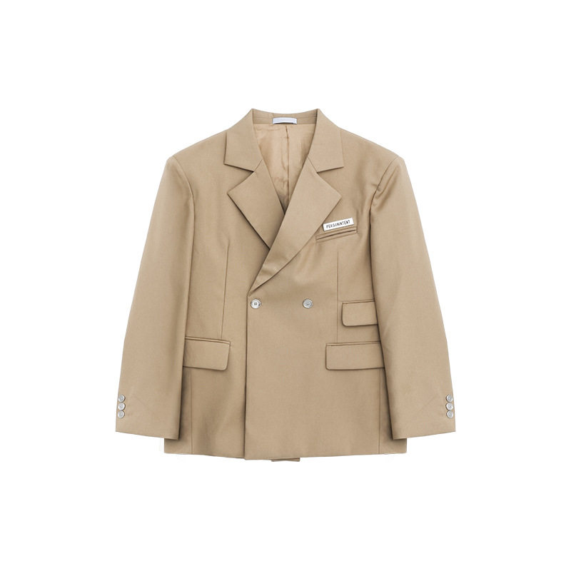 普洛克正品 韩版设计感垫肩西装外套男金属装饰简约休闲西服潮流