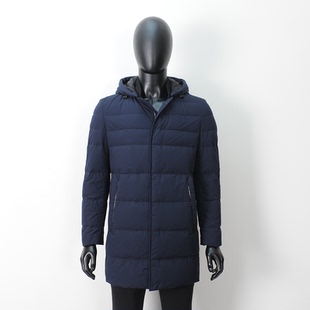 普洛克正品 男夹克连帽羽绒服中长款白鸭绒秋冬商务休闲户外外套