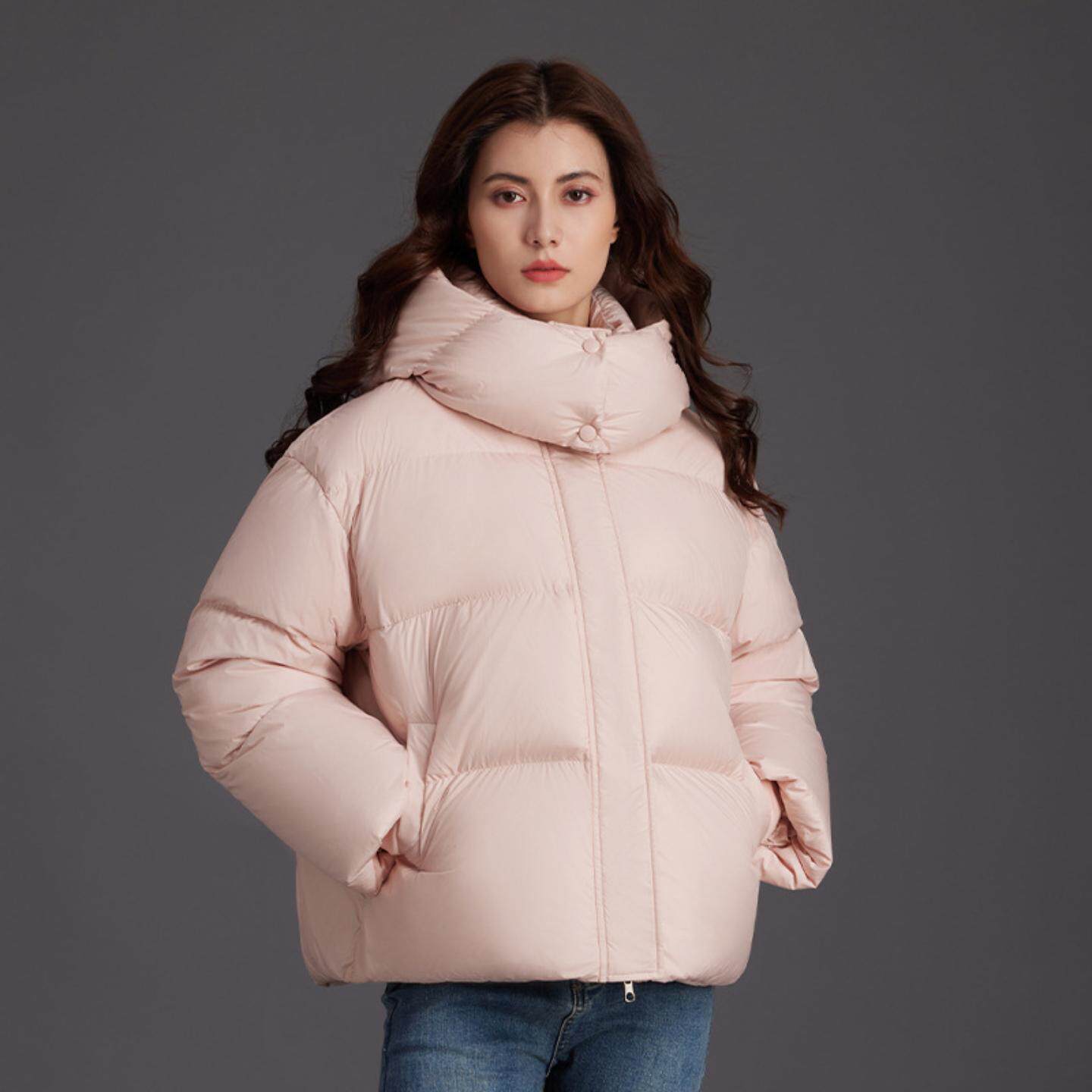 普洛克正品 新款羽绒服小个子女短款面包服白鹅绒冬季加厚户外套