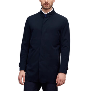 伯爵勃朗正品现货棉针织夹克男商务休闲藏蓝色春秋西服便装外套