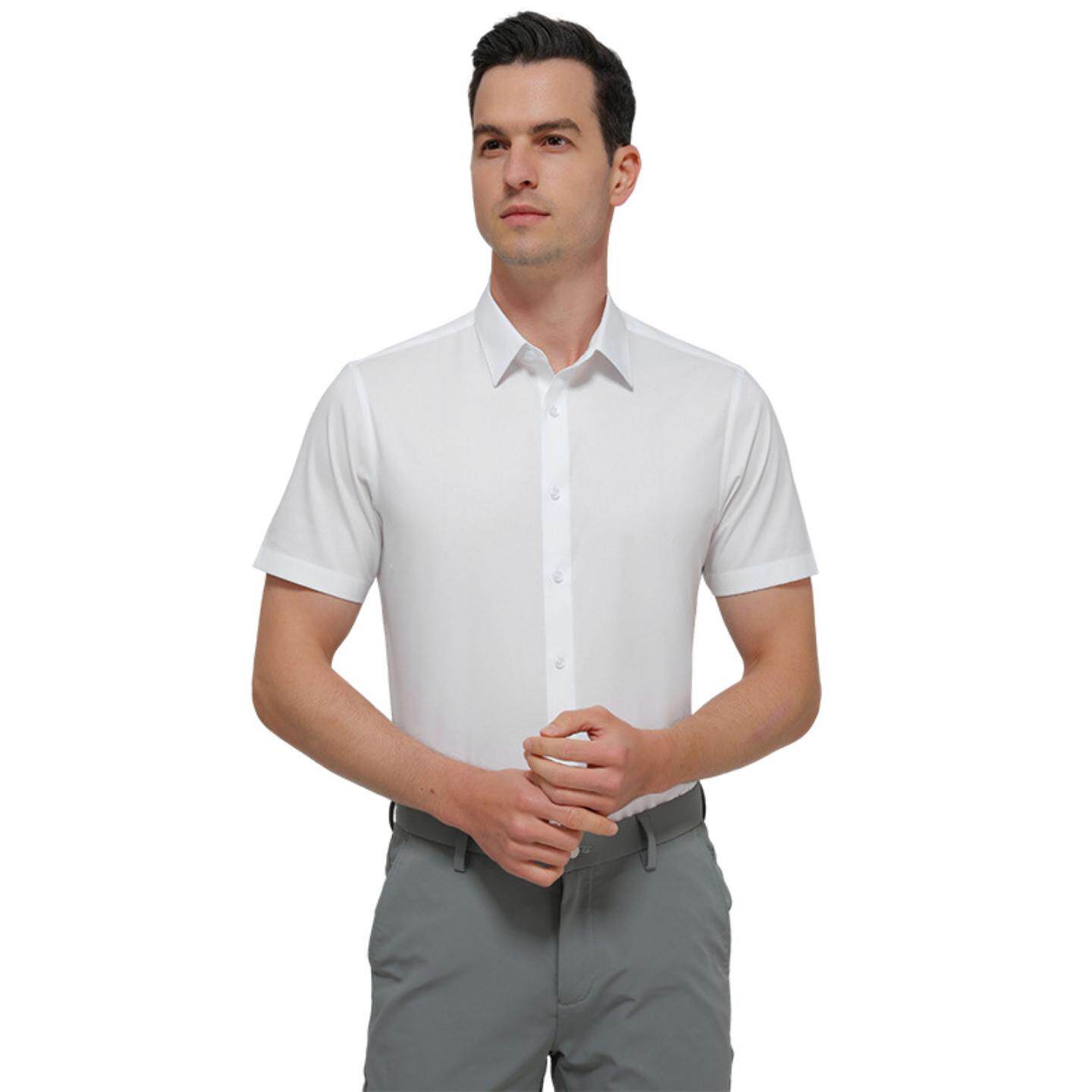 普洛克正品 衬衫短袖结婚商务免烫正装职业通勤男装抗皱伴郎衬衣